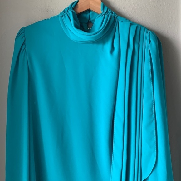 Vintage AFTER DARK Green Asymmetrical Draped Front Midi Dress - Picture 1 of 13